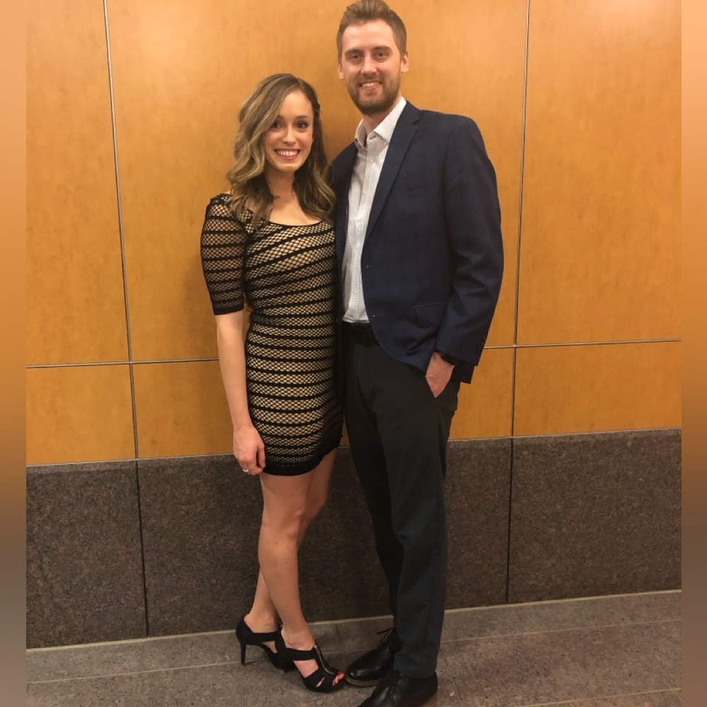 Bebe Tan and Black Mini Dress